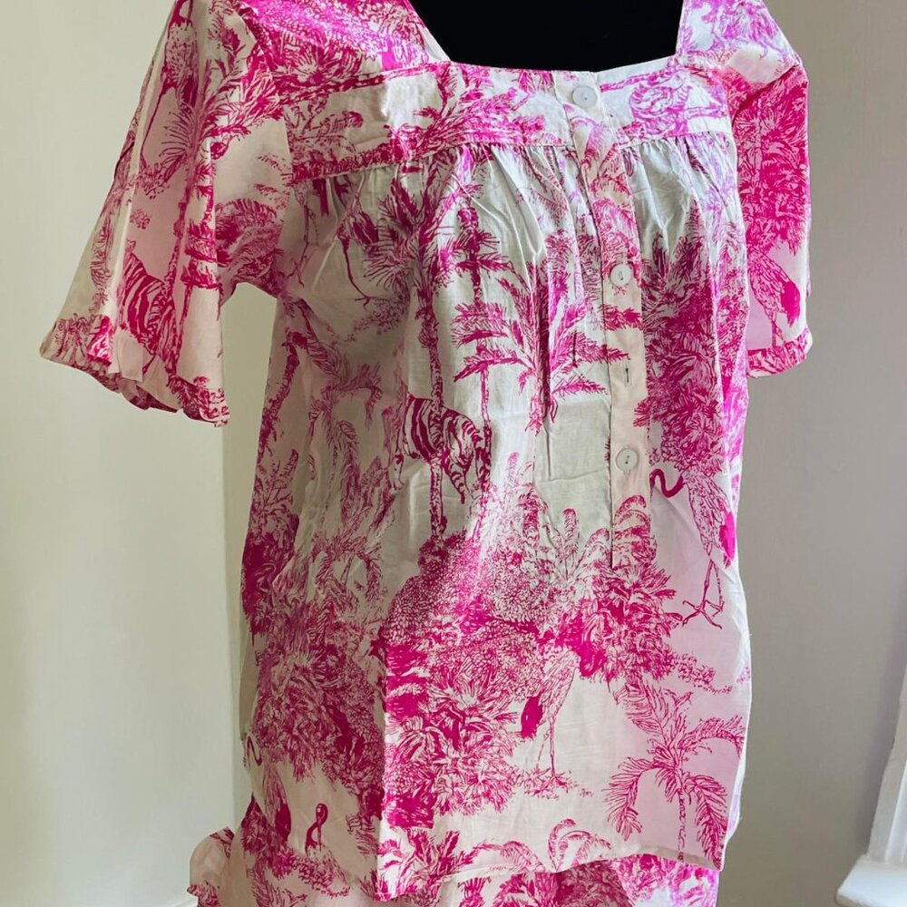 BRAND NEW Summer block Printed Pajama Shorts Pjs Set Summer Night Dress Pj set - Picture 7 of 9